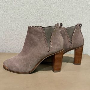 Ted Baker Nurely Scallop Stud Suede Heeled Ankle Bootie
